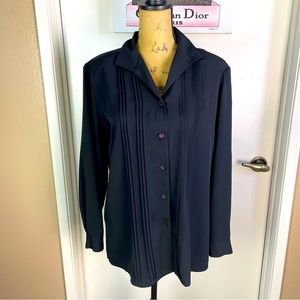 Impressions Top Blouse Shirt Black Women Medium Sz.S Preppy Black Versatile